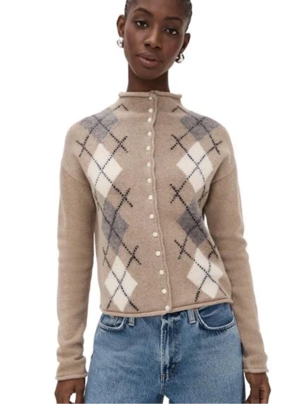 Alex Mill Taylor Argyle Wool Blend Cardigan Size Medium